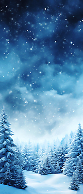 JPG 나무 길 백그라운드 겨울 일러스트 밤하늘 사람없음 파란색 설원 눈 전나무 겨울풍경 국내일러스트 AI일러스트 AI콘텐츠 자연요소 식물 계절 컬러 하늘 날씨 눈_날씨 풍경 야간 파일형식