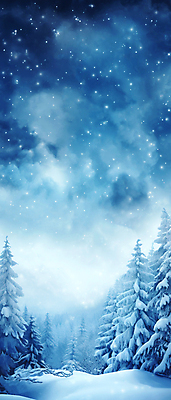 JPG 나무 길 백그라운드 겨울 일러스트 밤하늘 사람없음 파란색 설원 눈 전나무 겨울풍경 국내일러스트 AI일러스트 AI콘텐츠 자연요소 식물 계절 컬러 하늘 날씨 눈_날씨 풍경 야간 파일형식