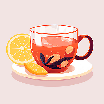 PSD 과일 일러스트 나뭇잎 잔 따뜻함 사람없음 차 찻잔 다도 레몬 허브 컵받침 홍차 찻잎 국내일러스트 식물 식기 음료 잎 차_음료 예절 받침대 파일형식