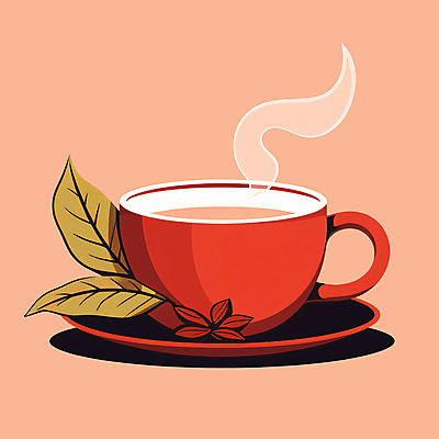 PSD 일러스트 나뭇잎 잔 따뜻함 사람없음 차 수증기 찻잔 다도 컵받침 찻잎 다홍색 밀크티 국내일러스트 식기 음료 컬러 잎 차_음료 예절 받침대 파일형식