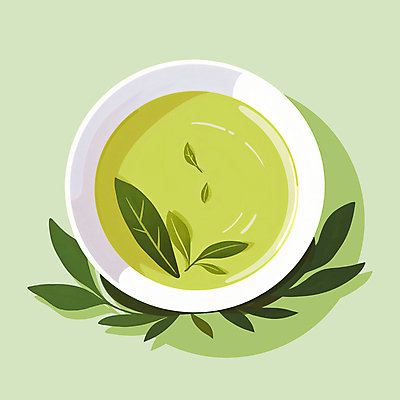 PSD 일러스트 나뭇잎 잔 따뜻함 사람없음 초록색 차 찻잔 다도 녹차 허브 찻잎 국내일러스트 식물 식기 음료 컬러 잎 차_음료 예절 파일형식