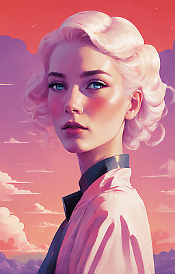 JPG 구름 응시 여자 얼굴 일러스트 한명 상반신 성인 뷰티 일출 보라색 황혼 일몰 백발 우아함 잡지 신비 디지털합성 성인여자한명만 국내일러스트 AI일러스트 AI콘텐츠 자연요소 1 헤어스타일 시선 컬러 컨셉 사람 신체부위 간행물 노을 여자한명만 성인여자만 파일형식