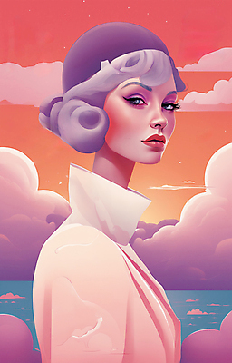 JPG 구름 모자 응시 여자 얼굴 일러스트 한명 상반신 성인 뷰티 일출 보라색 황혼 일몰 백발 우아함 잡지 신비 디지털합성 성인여자한명만 국내일러스트 AI일러스트 AI콘텐츠 자연요소 1 헤어스타일 시선 잡화 컬러 컨셉 사람 신체부위 간행물 노을 여자한명만 성인여자만 파일형식