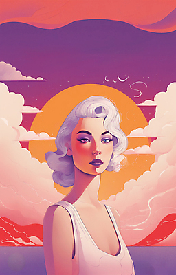 JPG 구름 응시 여자 얼굴 일러스트 한명 상반신 성인 뷰티 일출 보라색 황혼 일몰 백발 우아함 잡지 신비 디지털합성 성인여자한명만 국내일러스트 AI일러스트 AI콘텐츠 자연요소 1 헤어스타일 시선 컬러 컨셉 사람 신체부위 간행물 노을 여자한명만 성인여자만 파일형식