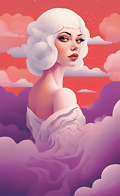 JPG 구름 응시 여자 얼굴 일러스트 한명 상반신 성인 뷰티 일출 보라색 황혼 일몰 백발 우아함 잡지 신비 디지털합성 성인여자한명만 국내일러스트 AI일러스트 AI콘텐츠 자연요소 1 헤어스타일 시선 컬러 컨셉 사람 신체부위 간행물 노을 여자한명만 성인여자만 파일형식