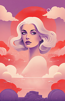 JPG 구름 응시 여자 얼굴 일러스트 한명 상반신 성인 빨간색 뷰티 일출 보라색 황혼 일몰 백발 우아함 잡지 신비 디지털합성 성인여자한명만 국내일러스트 AI일러스트 AI콘텐츠 자연요소 1 헤어스타일 시선 컬러 컨셉 사람 신체부위 간행물 노을 여자한명만 성인여자만 파일형식