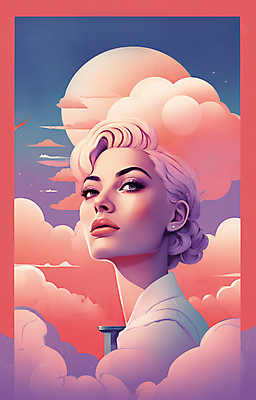 JPG 구름 여자 얼굴 일러스트 한명 상반신 성인 뷰티 일출 보라색 귀걸이 황혼 일몰 백발 우아함 잡지 신비 디지털합성 성인여자한명만 국내일러스트 AI일러스트 AI콘텐츠 자연요소 1 헤어스타일 컬러 컨셉 장신구 사람 신체부위 간행물 노을 여자한명만 성인여자만 파일형식