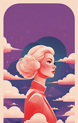 JPG 구름 여자 얼굴 일러스트 한명 상반신 성인 뷰티 일출 보라색 황혼 일몰 백발 우아함 잡지 신비 디지털합성 성인여자한명만 국내일러스트 AI일러스트 AI콘텐츠 자연요소 1 헤어스타일 컬러 컨셉 사람 신체부위 간행물 노을 여자한명만 성인여자만 파일형식