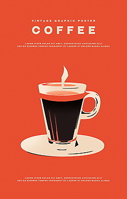 PSD 디자인 포스터 커피 음료 겨울 일러스트 따뜻함 타이포그라피 사람없음 그래픽 빨간색 머그컵 수증기 커피잔 컵받침 국내일러스트 문자 계절 컬러 잔 컵 받침대 파일형식