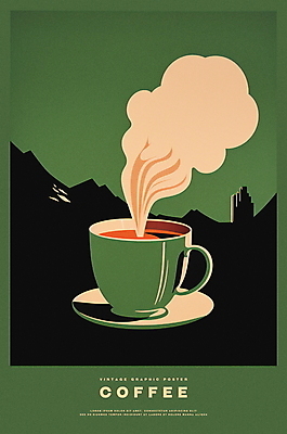 PSD 디자인 포스터 커피 음료 겨울 일러스트 따뜻함 타이포그라피 사람없음 그래픽 초록색 머그컵 수증기 커피잔 컵받침 국내일러스트 문자 계절 컬러 잔 컵 받침대 파일형식