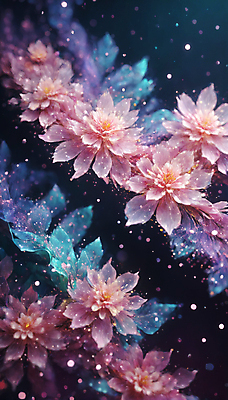 JPG 편집이미지 꽃 사람없음 반짝임 봄 신비 가루 디지털합성 꽃가루 몽환 더스트파티클 이미지편집 편집실사 AI컴퓨터그래픽 AI콘텐츠 식물 계절 컨셉 모션 CG 파일형식