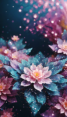 JPG 편집이미지 꽃 사람없음 반짝임 봄 신비 가루 디지털합성 꽃가루 몽환 더스트파티클 이미지편집 편집실사 AI컴퓨터그래픽 AI콘텐츠 식물 계절 컨셉 모션 CG 파일형식