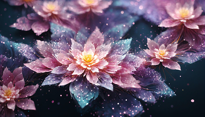 JPG 편집이미지 꽃 사람없음 반짝임 봄 신비 가루 디지털합성 꽃가루 몽환 더스트파티클 이미지편집 편집실사 AI컴퓨터그래픽 AI콘텐츠 식물 계절 컨셉 모션 CG 파일형식