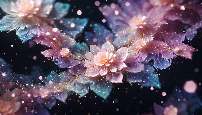 JPG 편집이미지 꽃 사람없음 반짝임 봄 신비 가루 디지털합성 꽃가루 몽환 더스트파티클 이미지편집 편집실사 AI컴퓨터그래픽 AI콘텐츠 식물 계절 컨셉 모션 CG 파일형식