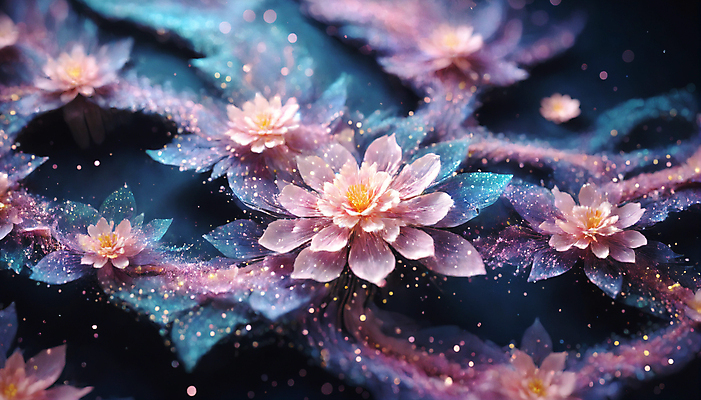 JPG 편집이미지 꽃 사람없음 반짝임 봄 신비 가루 디지털합성 꽃가루 몽환 더스트파티클 이미지편집 편집실사 AI컴퓨터그래픽 AI콘텐츠 식물 계절 컨셉 모션 CG 파일형식