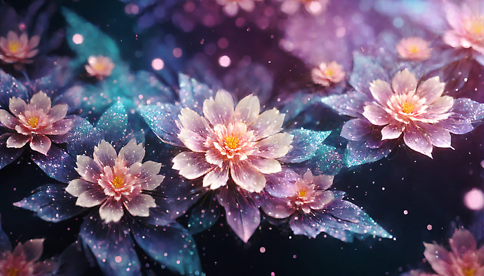 JPG 편집이미지 꽃 사람없음 반짝임 봄 신비 가루 디지털합성 꽃가루 몽환 더스트파티클 이미지편집 편집실사 AI컴퓨터그래픽 AI콘텐츠 식물 계절 컨셉 모션 CG 파일형식