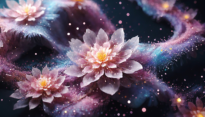 JPG 편집이미지 꽃 사람없음 반짝임 봄 신비 가루 디지털합성 꽃가루 몽환 더스트파티클 이미지편집 편집실사 AI컴퓨터그래픽 AI콘텐츠 식물 계절 컨셉 모션 CG 파일형식