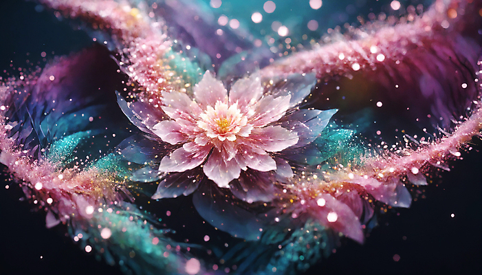 JPG 편집이미지 꽃 사람없음 반짝임 봄 신비 가루 디지털합성 꽃가루 몽환 더스트파티클 이미지편집 편집실사 AI컴퓨터그래픽 AI콘텐츠 식물 계절 컨셉 모션 CG 파일형식