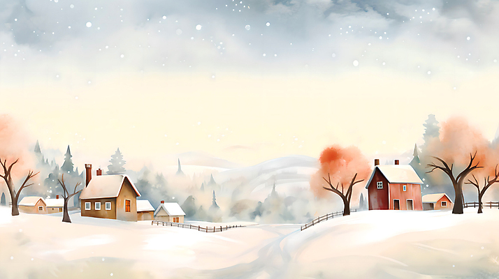 JPG 나무 백그라운드 겨울 일러스트 페인팅 하늘 수채화 산 주택 풍경 사람없음 울타리 마을 흰색 눈 언덕 눈덮임 국내일러스트 AI일러스트 AI콘텐츠 자연요소 식물 계절 컬러 컨셉 날씨 건물 담장 파일형식