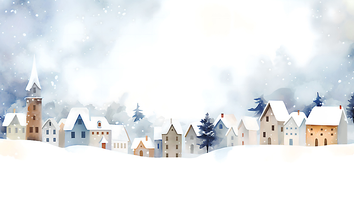 JPG 나무 백그라운드 겨울 일러스트 페인팅 하늘 수채화 주택 풍경 사람없음 마을 흰색 눈 눈덮임 국내일러스트 AI일러스트 AI콘텐츠 자연요소 식물 계절 컬러 컨셉 날씨 건물 파일형식