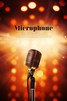 PSD 편집이미지 백그라운드 타이포그라피 사람없음 빛 주황색 무대 화려 스탠드마이크 마이크 이미지편집 문자 컬러 음향기기 컨셉 파일형식