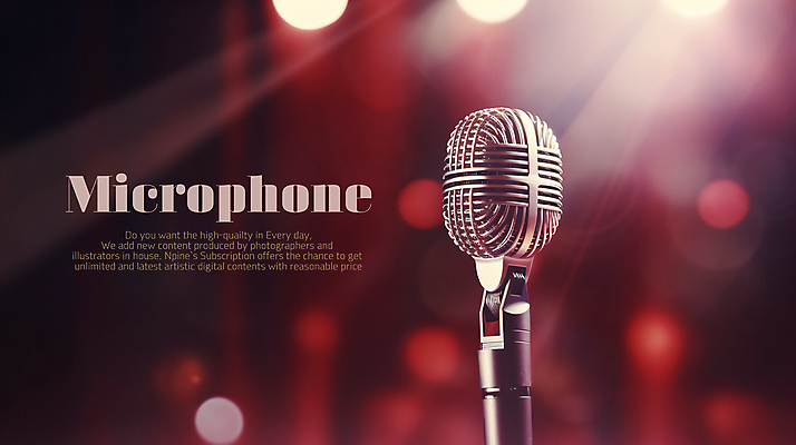 PSD 편집이미지 백그라운드 타이포그라피 사람없음 빨간색 빛 무대 화려 스탠드마이크 마이크 이미지편집 문자 컬러 음향기기 컨셉 파일형식