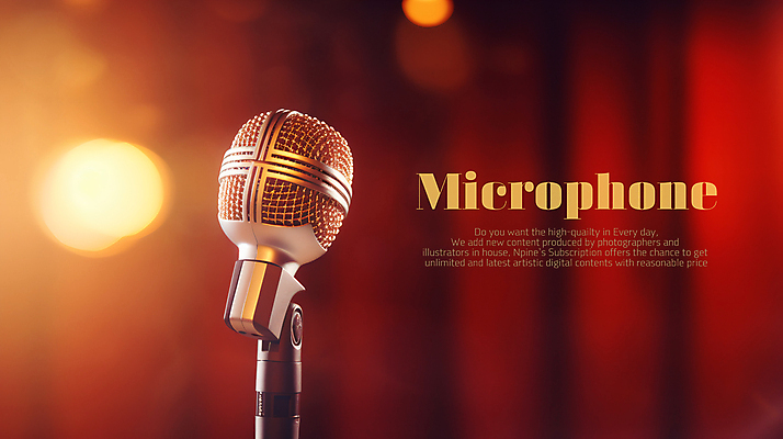 PSD 편집이미지 백그라운드 타이포그라피 사람없음 빨간색 빛 무대 화려 스탠드마이크 마이크 이미지편집 문자 컬러 음향기기 컨셉 파일형식