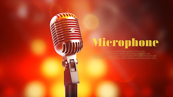 PSD 편집이미지 백그라운드 타이포그라피 사람없음 빨간색 빛 무대 화려 스탠드마이크 마이크 이미지편집 문자 컬러 음향기기 컨셉 파일형식