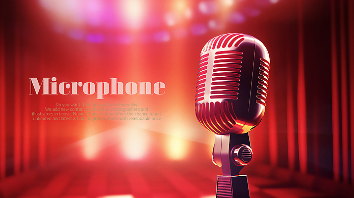 PSD 편집이미지 백그라운드 타이포그라피 사람없음 빨간색 빛 무대 화려 스탠드마이크 마이크 이미지편집 문자 컬러 음향기기 컨셉 파일형식