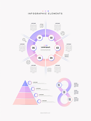 분홍색 일러스트 비즈니스 사람없음 그래픽 보라색 인포그래픽 원형 피라미드 그라데이션 단계 순서 무한 엘리먼트 타임라인 파스텔톤 국내일러스트 AI파일 도형 건축물 컬러 랜드마크 파일형식 벡터