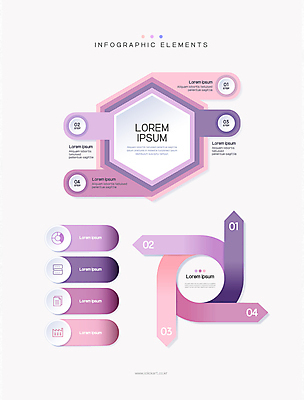 화살표 분홍색 일러스트 비즈니스 사람없음 그래픽 보라색 인포그래픽 육각형 단계 순서 엘리먼트 타임라인 국내일러스트 AI파일 도형 컬러 파일형식 벡터