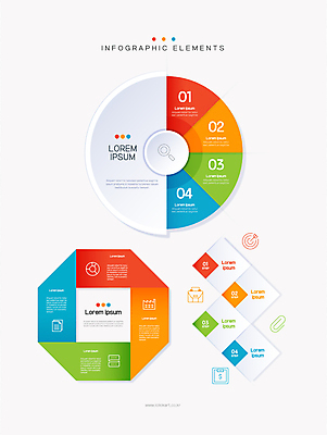 일러스트 비즈니스 사람없음 그래픽 컬러풀 사각형 인포그래픽 원형 단계 순서 엘리먼트 지그재그 타임라인 국내일러스트 AI파일 도형 컬러 파일형식 벡터