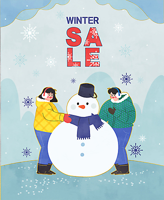 전신 커플 여자 남자 겨울 일러스트 눈사람 이벤트 성인 두명 파란색 세일 눈송이 겨울옷 눈사람만들기 눈내림 성인만 국내일러스트 AI파일 옷 계절 컬러 관계 눈_날씨 사람 만들기 파일형식 벡터