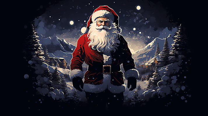 JPG 나무 노년 남자 크리스마스 겨울 일러스트 한명 상반신 산타클로스 어둠 눈 눈내림 노인남자한명만 설산 국내일러스트 AI일러스트 AI콘텐츠 자연요소 식물 1 계절 기념일 날씨 산 눈_날씨 사람 성인 남자한명만 노인남자만 파일형식