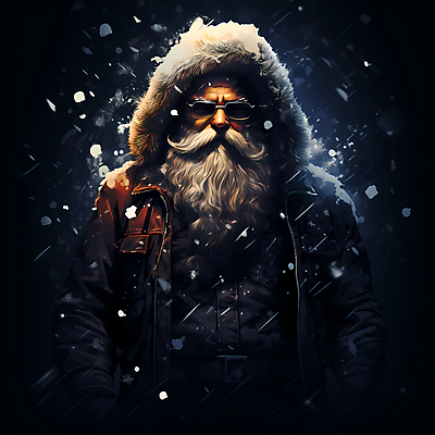 JPG 노년 남자 크리스마스 겨울 일러스트 한명 상반신 선글라스 산타클로스 어둠 재킷 눈 눈내림 노인남자한명만 국내일러스트 AI일러스트 AI콘텐츠 자연요소 1 계절 기념일 안경 날씨 눈_날씨 사람 성인 외투 남자한명만 노인남자만 파일형식