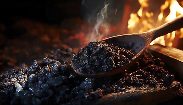 JPG 편집이미지 불 사람없음 목재 숟가락 검은색 연기 가루 숯 편집실사 AI포토 AI콘텐츠 자연요소 나무 컬러 재료 수저 CG 파일형식