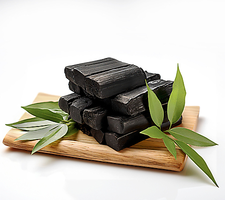 JPG 편집이미지 나뭇잎 사람없음 목재 검은색 오브젝트 숯 나무도마 편집실사 AI포토 AI콘텐츠 나무 컬러 잎 재료 도마 CG 파일형식