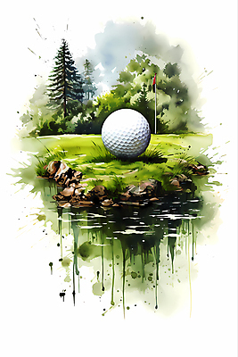 JPG 나무 골프 일러스트 붓터치 수채화 골프공 잔디 사람없음 초록색 흐름 번짐 골프깃발 국내일러스트 AI일러스트 AI콘텐츠 식물 컬러 컨셉 공 골프용품 구기 깃발 파일형식 효과