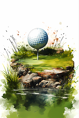 JPG 골프 일러스트 붓터치 수채화 골프공 잔디 사람없음 초록색 국내일러스트 AI일러스트 AI콘텐츠 식물 컬러 공 골프용품 구기 파일형식