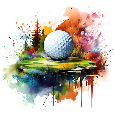 JPG 나무 골프 일러스트 붓터치 수채화 골프공 잔디 사람없음 컬러풀 흐름 번짐 국내일러스트 AI일러스트 AI콘텐츠 식물 컬러 컨셉 공 골프용품 구기 파일형식 효과