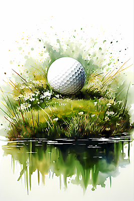 JPG 골프 일러스트 붓터치 수채화 골프공 잔디 사람없음 초록색 흐름 번짐 국내일러스트 AI일러스트 AI콘텐츠 식물 컬러 컨셉 공 골프용품 구기 파일형식 효과