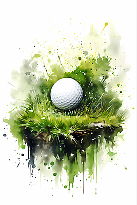 JPG 골프 일러스트 붓터치 수채화 골프공 잔디 사람없음 초록색 흐름 번짐 국내일러스트 AI일러스트 AI콘텐츠 식물 컬러 컨셉 공 골프용품 구기 파일형식 효과