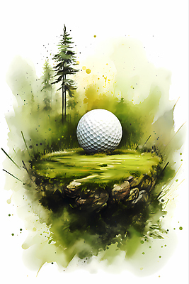 JPG 나무 골프 일러스트 붓터치 수채화 골프공 잔디 사람없음 초록색 흐름 번짐 국내일러스트 AI일러스트 AI콘텐츠 식물 컬러 컨셉 공 골프용품 구기 파일형식 효과