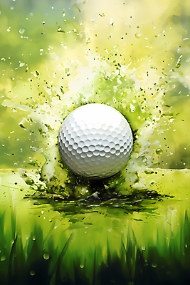 JPG 골프 일러스트 붓터치 수채화 골프공 잔디 사람없음 초록색 국내일러스트 AI일러스트 AI콘텐츠 식물 컬러 공 골프용품 구기 파일형식
