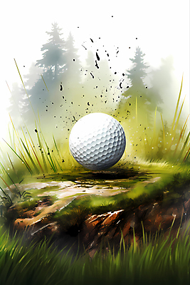 JPG 골프 일러스트 붓터치 수채화 골프공 잔디 사람없음 초록색 국내일러스트 AI일러스트 AI콘텐츠 식물 컬러 공 골프용품 구기 파일형식