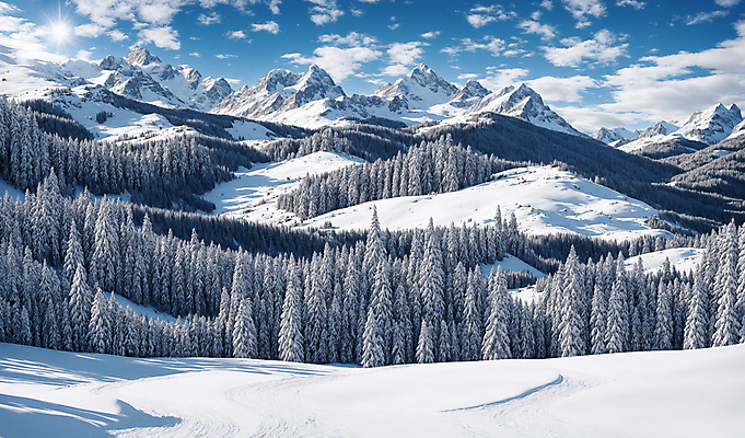 JPG 나무 구름 편집이미지 겨울 풍경 사람없음 설원 추위 눈 설산 눈덮임 편집실사 AI포토 AI콘텐츠 자연요소 식물 계절 컨셉 날씨 산 눈_날씨 CG 파일형식