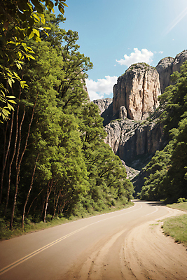 JPG 나무 구름 편집이미지 길 자연 바위산 풍경 사람없음 햇빛 편집실사 AI포토 AI콘텐츠 자연요소 식물 태양 돌산 CG 생태계 파일형식