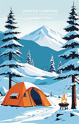 PSD 나무 포스터 백그라운드 겨울 일러스트 하늘 아웃도어 텐트 사람없음 설원 캠핑 흰색 눈 모닥불 겨울풍경 설산 산맥 국내일러스트 자연요소 식물 계절 컬러 불 레저 날씨 산 눈_날씨 캠핑도구 풍경 파일형식