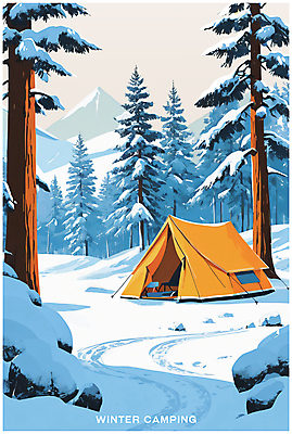 PSD 나무 포스터 길 백그라운드 겨울 일러스트 하늘 아웃도어 텐트 사람없음 설원 캠핑 돌_바위 흰색 눈 겨울풍경 설산 산맥 국내일러스트 자연요소 식물 계절 컬러 레저 날씨 산 눈_날씨 캠핑도구 풍경 파일형식