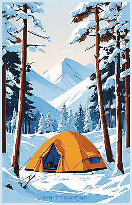 PSD 나무 포스터 백그라운드 겨울 일러스트 하늘 아웃도어 텐트 사람없음 설원 캠핑 흰색 눈 겨울풍경 설산 산맥 국내일러스트 자연요소 식물 계절 컬러 레저 날씨 산 눈_날씨 캠핑도구 풍경 파일형식